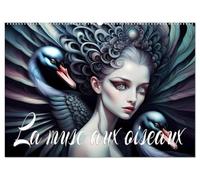 La muse aux oiseaux (Calendrier mural 2026 DIN A2 vertical), CALVENDO calendrier mensuel: Association magique d'un oiseau et d'une belle muse, créée avec l'IA.