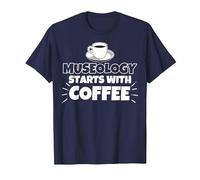 La museología Comienza con el Regalo Divertido del café Camiseta, Hombre, Azul Marino, XL