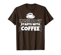 La museología Comienza con el Regalo Divertido del café Camiseta, Hombre, Marrón, S