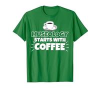 La museología Comienza con el Regalo Divertido del café Camiseta, Hombre, Verde Kelly, XL