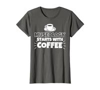 La museología Comienza con el Regalo Divertido del café Camiseta, Mujer, Asfalto, XS