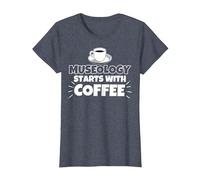 La museología Comienza con el Regalo Divertido del café Camiseta, Mujer, Azul Jaspeado, S