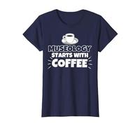La museología Comienza con el Regalo Divertido del café Camiseta, Mujer, Azul Marino, S