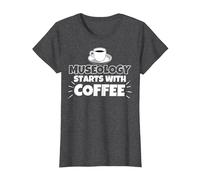 La museología Comienza con el Regalo Divertido del café Camiseta, Mujer, Jaspeado Oscuro, XL