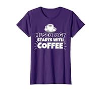 La museología Comienza con el Regalo Divertido del café Camiseta, Mujer, Morado, XXL