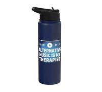 La música alternativa es mi terapeuta Amante de la música Terapia Vibes Stainless Steel Insulated Water Bottle