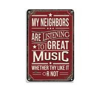 La Música De Mis Vecinos Letrero De Lata Impermeable Cartel De Chapa Vintage Cartel De Metal para Patio Garaje Salón 20X30Cm