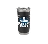 La música del mundo es mi terapeuta Amante de la música Terapia Vibes Vaso térmico de acero inoxidable de doble pared