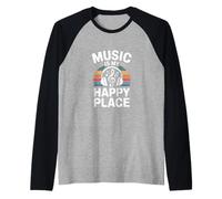 La música Divertida es mi Lugar Feliz Diciendo Amante Camiseta Manga Raglan
