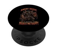 La música Enojada me Hace Feliz Funny Metal Minotaur Demon PopSockets PopGrip Adhesivo