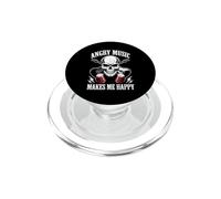 La música Enojada me Hace Feliz Skull Rocker Skeleton Metalhead PopSockets PopGrip para MagSafe