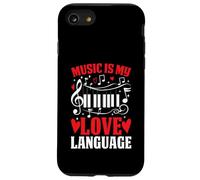 La música es mi Amor Idioma Divertido San Valentín Músico Carcasa para iPhone SE (2020) / 7/8