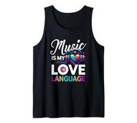 La música es mi amor Idioma Músico EDM Music Lover DJ Camiseta sin Mangas
