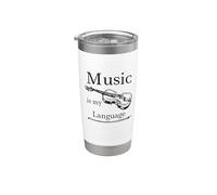 La música es mi lenguaje Fiddle Music Apparel Vaso térmico de acero inoxidable de doble pared