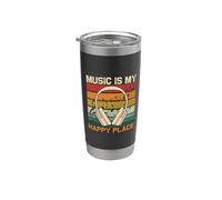 La música es mi lugar feliz, Músico, EDM, Amantes de la música, DJ Vaso térmico de acero inoxidable de doble pared