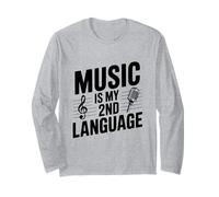 La música es mi Segundo Idioma Divertido para los músicos Manga Larga