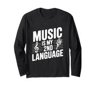 La música es mi Segundo Idioma Divertido para los músicos Manga Larga