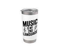 La música es mi segundo idioma divertido para los músicos Vaso térmico de acero inoxidable de doble pared