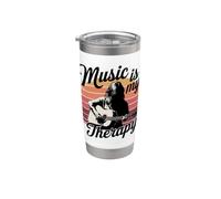 La Música Es Mi Terapia Clave Para Aficionados A La Música Y Vaso térmico de acero inoxidable de doble pared