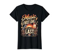 La música fue el Primer Amor música Guitarra Guitarra eléctrica Camiseta gráfica económica, Mujer, Negro, L