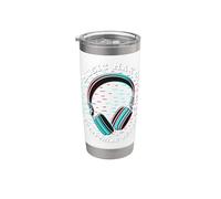 La música hace que todo sea mejor Retro Glitch Auriculares Vaso térmico de acero inoxidable de doble pared