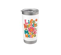 La música Life Happens ayuda a los amantes de la música inspiradora Vaso térmico de acero inoxidable de doble pared