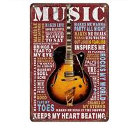 La Música Mantiene Mi Corazón Latiendo. Letrero De Lata Divertido Letrero De Metal Resistente Y Duradera Placa Metálica para Pub Aire Libre Restaurante 20X30Cm