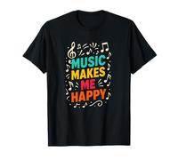 La música me hace feliz coloridas notas musicales divertidas vintage Camiseta