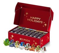 La Natura Lifestyle Caja de Sabores, 80 cápsulas de café y té compatibles con Nespresso, arándano, caramelo miel, café irlandés, malvavisco, avellana, vainilla, coco, té matcha