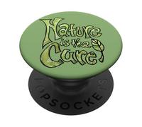 La Naturaleza es la Cura Diseño de tipografía botánica terrosa Verde PopSockets PopGrip Adhesivo