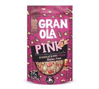 LA NEWYORKINA. Granola Pink con Chocolate Blanco y Fresas. Snack Crujiente y Delicioso para Desayuno y Merienda. Granola Artesanal Sin Gluten en Envase de 275gr