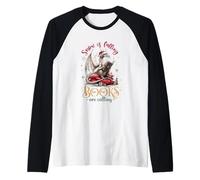 La Nieve está cayendo Los Libros Llaman a la Lectura de Invierno Camiseta Manga Raglan