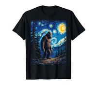 La noche estrellada de Van Gogh Bigfoot Sasquatch Forest Art Camiseta
