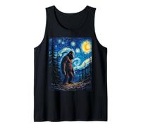 La noche estrellada de Van Gogh Bigfoot Sasquatch Forest Art Camiseta sin Mangas