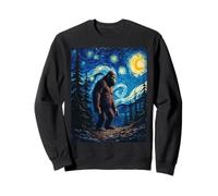 La noche estrellada de Van Gogh Bigfoot Sasquatch Forest Art Sudadera