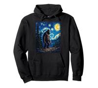 La noche estrellada de Van Gogh Bigfoot Sasquatch Forest Art Sudadera con Capucha