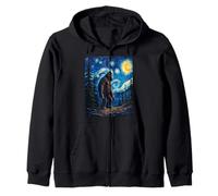 La noche estrellada de Van Gogh Bigfoot Sasquatch Forest Art Sudadera con Capucha