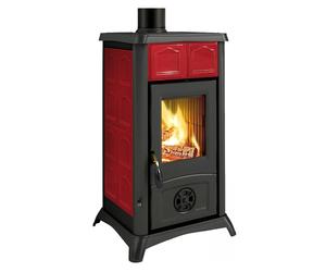 La Nordica Extraflame Estufa de Leña Gema Con Revestimiento En Mayólica Burdeos