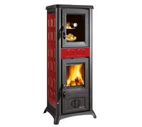 La Nordica Gemma Forno 165 - Estufa de leña (6 kW, hierro fundido esmaltado, con compartimento de 120 mm de diámetro, para leña, diseño clásico, cerámica), color burdeos