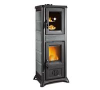 La Nordica Gemma Forno 165 - Estufa de leña (6 kW, hierro fundido esmaltado, con compartimento de 120 mm de diámetro, para leña, forma clásica, piedra natural)