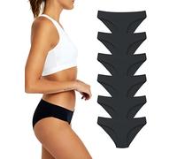 La Notte Ropa interior de bikini para mujer, ropa interior de bikini de algodón para mujer, ropa interior negra para mujer, paquete de 6 bragas suaves y ligeras, Negro, XL