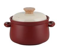 La olla de barro cerámico es adecuada for cocinar tradicional, guisar sopa, aislar el hogar de gran capacidad y bloquear la frescura.(1.5L Red)