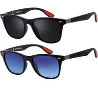 La Optica B.L.M. Gafas de sol para hombre y mujer, protección UV400, festival, JGA Sport Rave, Negro Mate - 1 X Gafas Gris, 1 X Gafas Azul Gradiente