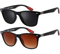 La Optica B.L.M. Gafas de sol para hombre y mujer, protección UV400, festival, JGA Sport Rave, Negro Mate - 1 X Gafas Gris, 1 X Gafas Marrón Gradiente
