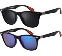 La Optica B.L.M. Gafas de sol para hombre y mujer, protección UV400, festival, JGA Sport Rave, Negro Mate - 1 X Gafas Gris, 1 X Gafas Azul Espejado