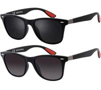 La Optica B.L.M. Gafas de sol para hombre y mujer, protección UV400, para festival, JGA Sport Rave, juego de 2 unidades, color negro mate, 1 gris degradado