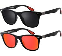 La Optica B.L.M. Gafas de sol para hombre y mujer, protección UV400, para festival, JGA Sport Rave - Juego de 2 lentes de color negro mate, 1 gris y 1 rojo espejado