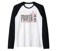 La oración es mi lenguaje de Amor, Cita de fe Cristiana Cruzada Camiseta Manga Raglan