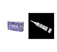 La Pajarita 999994C, Kit Pintura Cristal al Agua + Pincel, 6 Colores Brillantes y Transparentes + Contorno Relieve Negro 20ML R-3