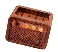 La pantalla de púa de guitarra de madera única con diseño de radio antiguo puede contener muchas púas, lo que lo convierte en un regalo único para guitarristas